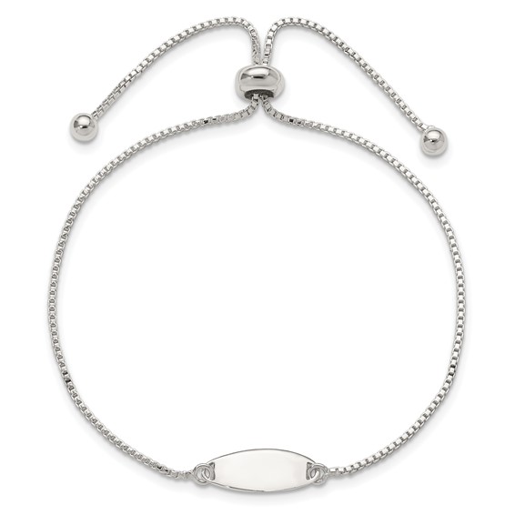 Sterling Silver Polished Bar Adjustable Bracelet