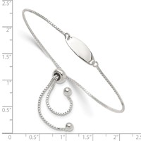 Sterling Silver Polished Engravable 15x5mm Oval Plate Adjustable Bolo ID Bracelet view 2