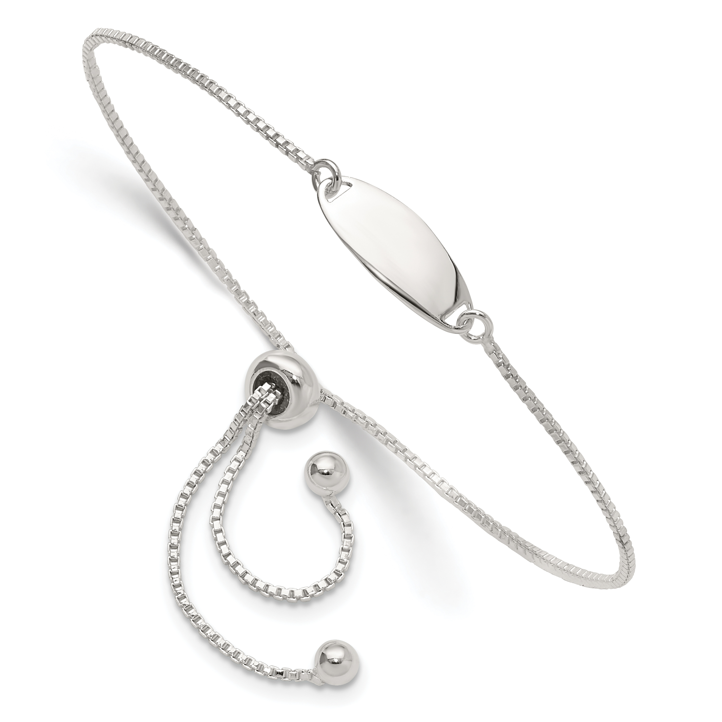 Sterling Silver Polished Bar Adjustable Bracelet (QG4764)