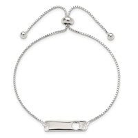 Sterling Silver Polished Engravable Cut-out Heart 21x5mm Plate Adjustable Bolo Bracelet view 3