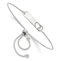 Sterling Silver Polished Engravable Cut-out Heart 21x5mm Plate Adjustable Bolo Bracelet view 1