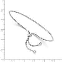 Sterling Silver Rhodium-plated CZ Bar Adjustable Bolo Bracelet view 2