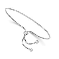 Sterling Silver Rhodium-plated CZ Bar Adjustable Bolo Bracelet view 1