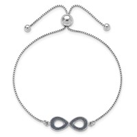 Sterling Silver Rhodium-plated Glitter-Infused Infinity Adjustable Bolo Bracelet view 3