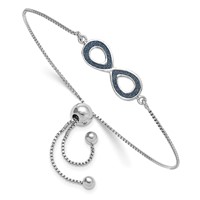 Sterling Silver Rhodium-plated Glitter-Infused Infinity Adjustable Bolo Bracelet view 1