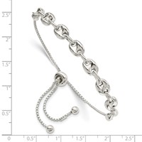 Sterling Silver Polished 6mm Puffed Mariner Anchor Link Adjustable Up to Bracelet, 9" view 2