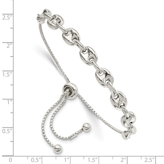 Sterling Silver Polished Link Adjustable Bracelet