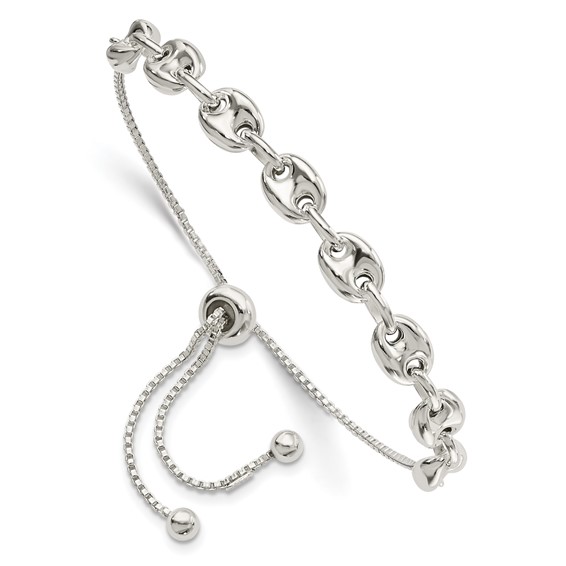 Sterling Silver Polished Link Adjustable Bracelet