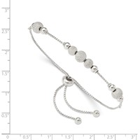 Sterling Silver Polished and Lasered Beads Adjustable Bolo Bracelet view 2