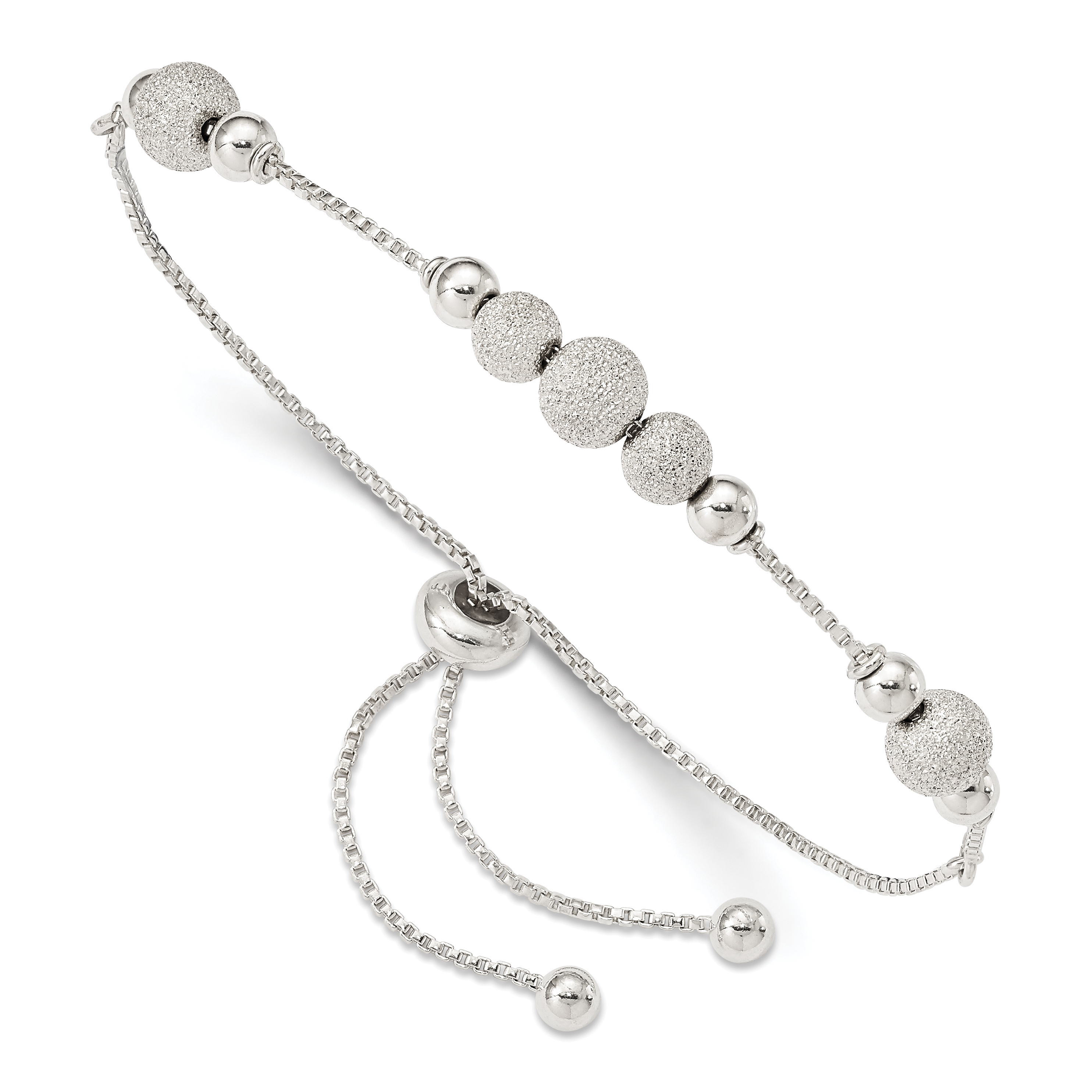 Sterling Silver Beaded Adjustable Bracelet (QG4772)