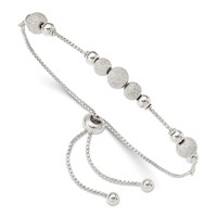 Sterling Silver Polished and Lasered Beads Adjustable Bolo Bracelet view 1