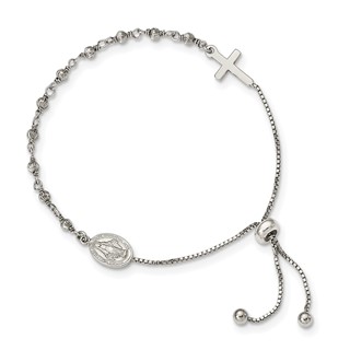 Sterling Silver Miraculous Medal Adjustable Bracelet