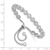 Sterling Silver Rhodium-plated CZ Halo Adjustable Bolo Bracelet view 2
