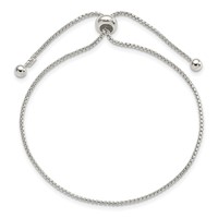 Sterling Silver Round Box Chain Adjustable Bolo Bracelet view 3