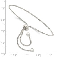 Sterling Silver Round Box Chain Adjustable Bolo Bracelet view 2