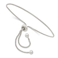 Sterling Silver Round Box Chain Adjustable Bolo Bracelet view 1