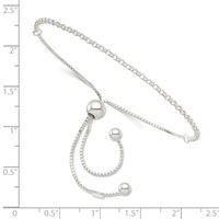 Sterling Silver Cable and Box Chain Adjustable Bolo Bracelet view 2