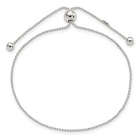 Sterling Silver Beaded Chain Adjustable Bolo Bracelet view 3