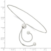 Sterling Silver Beaded Chain Adjustable Bolo Bracelet view 2