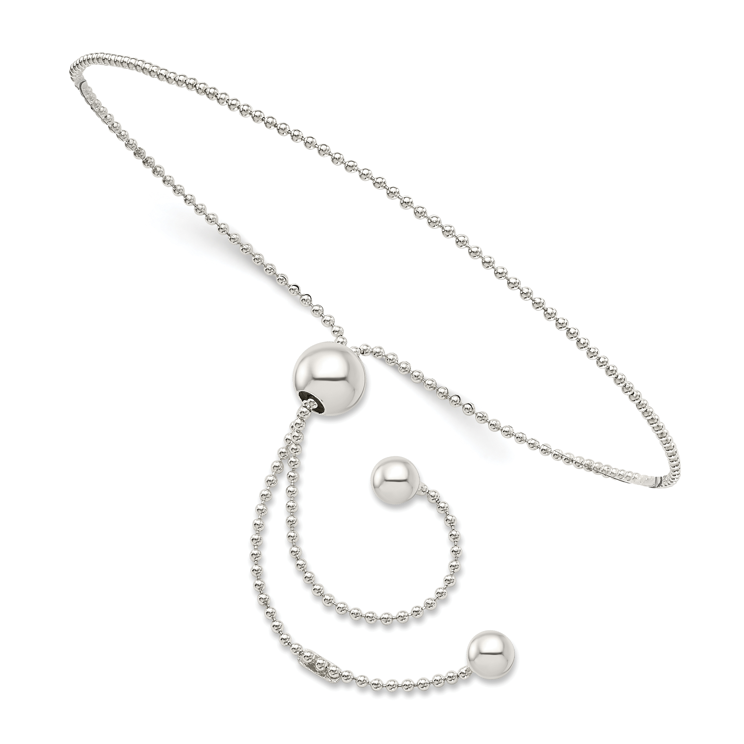 Sterling Silver Beaded Adjustable Bracelet (QG4784)