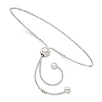 Sterling Silver Beaded Chain Adjustable Bolo Bracelet view 1