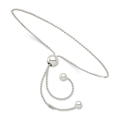 Sterling Silver Beaded Chain Adjustable Bolo Bracelet