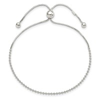 Sterling Silver Beaded and Box Chain Adjustable Bolo Bracelet view 3