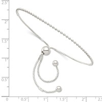 Sterling Silver Beaded and Box Chain Adjustable Bolo Bracelet view 2