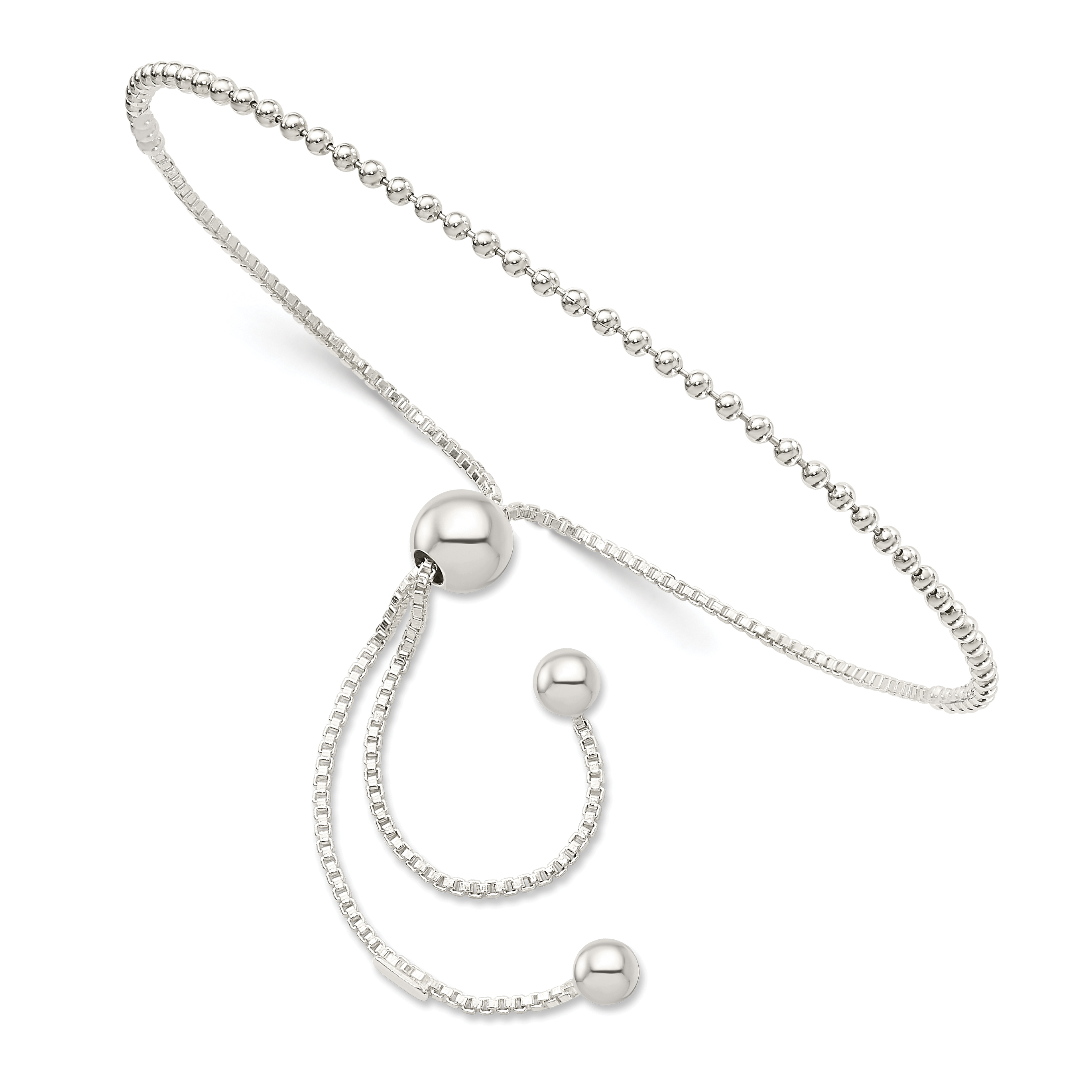 Sterling Silver Beaded Adjustable Bracelet (QG4785)
