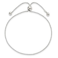 Sterling Silver Cable Chain Adjustable Bolo Bracelet view 3