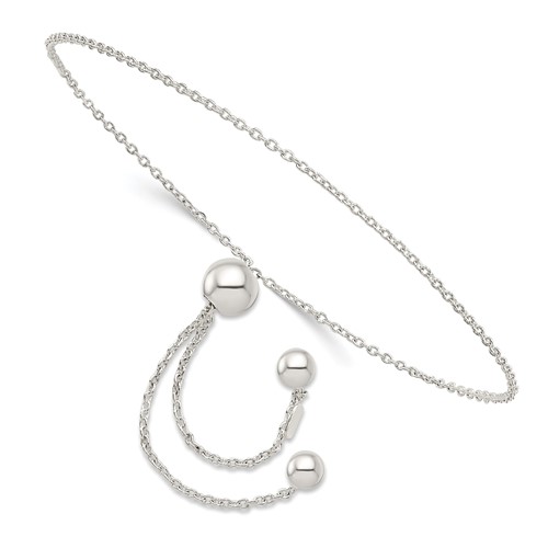 Sterling Silver Cable Chain Adjustable Bolo Bracelet