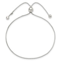 Sterling Silver Box Chain Adjustable Bolo Bracelet view 3