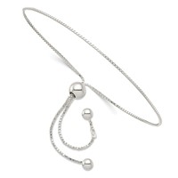 Sterling Silver Box Chain Adjustable Bolo Bracelet view 1