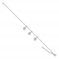 Sterling Silver Rhodium-plated CZ Circle Dangle Adjustable Bracelet - 8.5in view 2