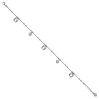 Sterling Silver Rhodium-plated Clover Horseshoe Plus 1 Inch Extender - Total 10 Inch Anklet, 9" view 2