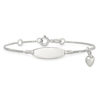 Sterling Silver Bracelet with Puffed Heart Charm Plus .5in Ext ID - 6in view 2