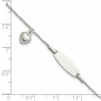 Sterling Silver Bracelet with Puffed Heart Charm Plus .5in Ext ID - 6in view 3