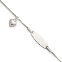 Sterling Silver Bracelet with Puffed Heart Charm Plus .5in Ext ID - 6in view 1