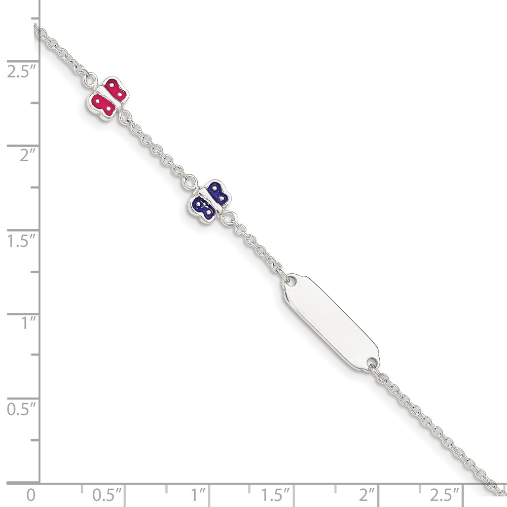 Sterling Silver Enamel Butterfly w/ 1in ext Childs ID Bracelet (QG4800-5.5)