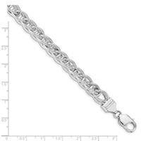 Sterling Silver Polished Semi-solid Fancy Curb Link Bracelet - 8in view 3
