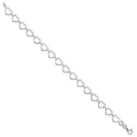 Sterling Silver Polished 7mm Heart Link Bracelet - 7in view 2
