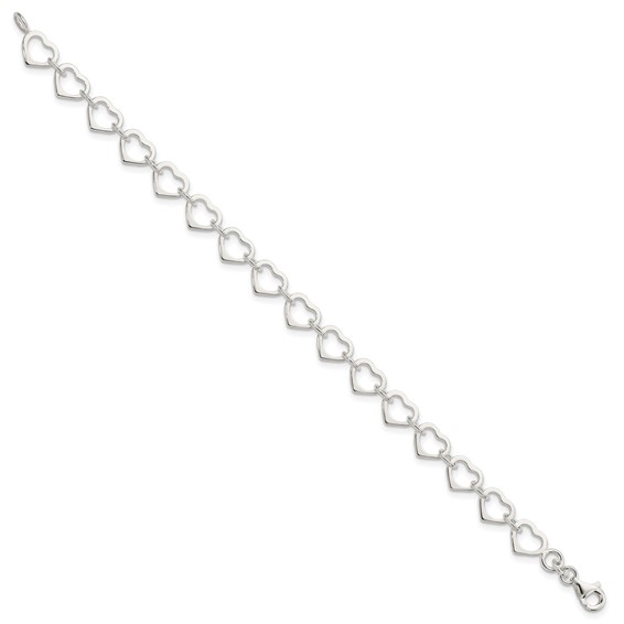 Sterling Silver Polished Heart Bracelet