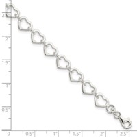 Sterling Silver Polished 7mm Heart Link Bracelet - 7in view 3