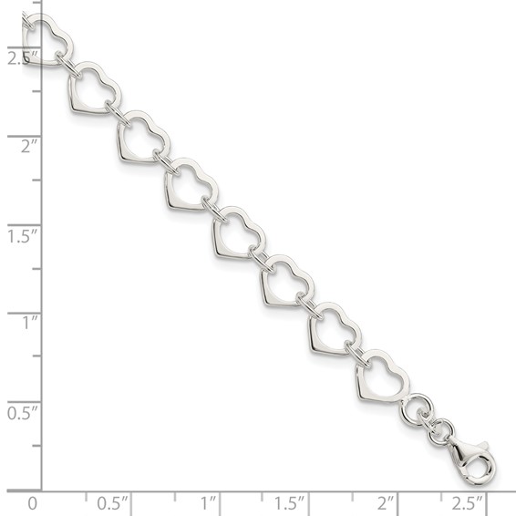 Sterling Silver Polished Heart Bracelet