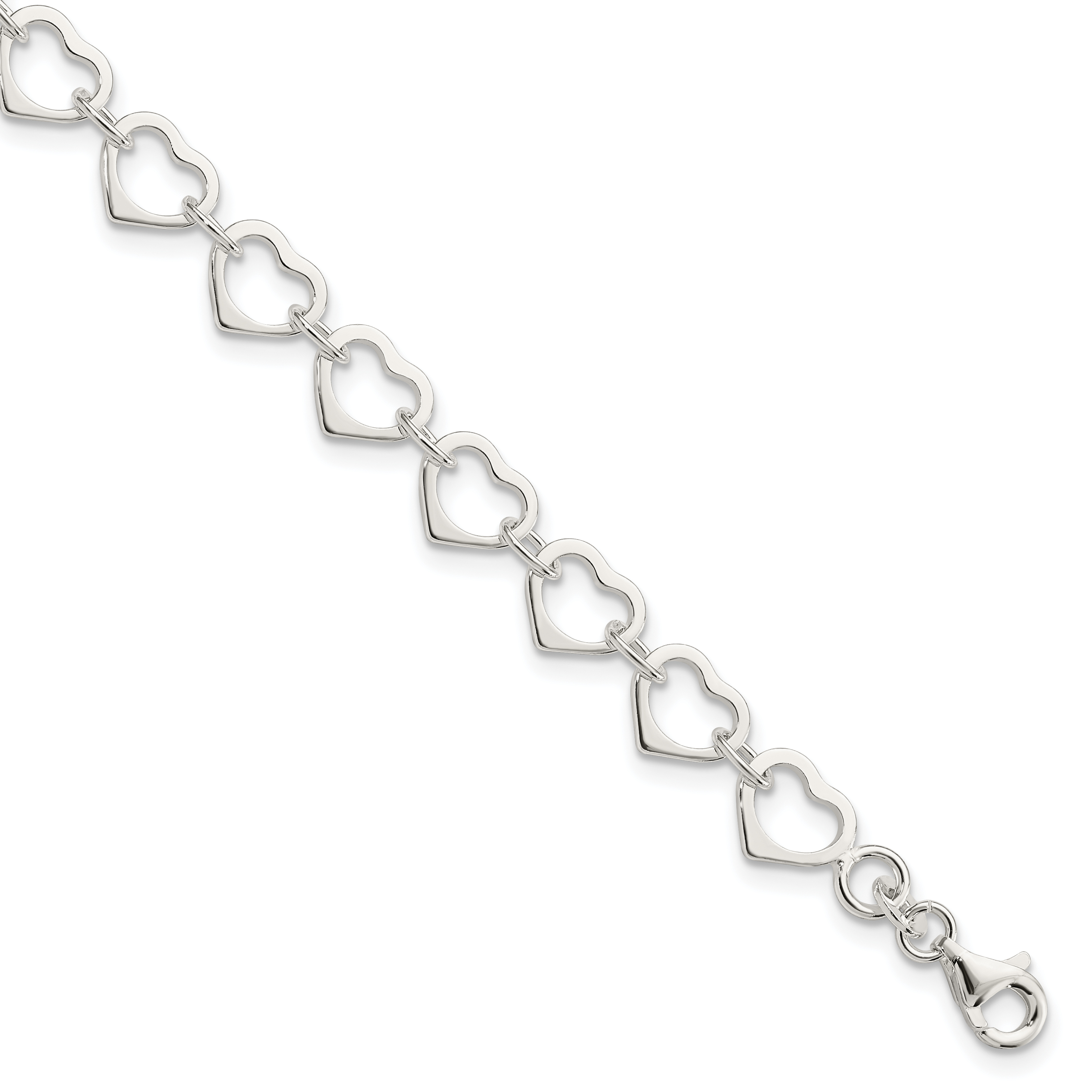 Sterling Silver Polished Heart Bracelet (QG4851-7)