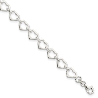 Sterling Silver Polished Heart Bracelet