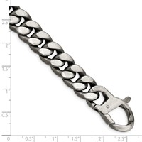 Sterling Silver Ruthenium-plated Antiqued Brushed 12.75mm Curb Link Mens Bracelet, 8.5" view 3