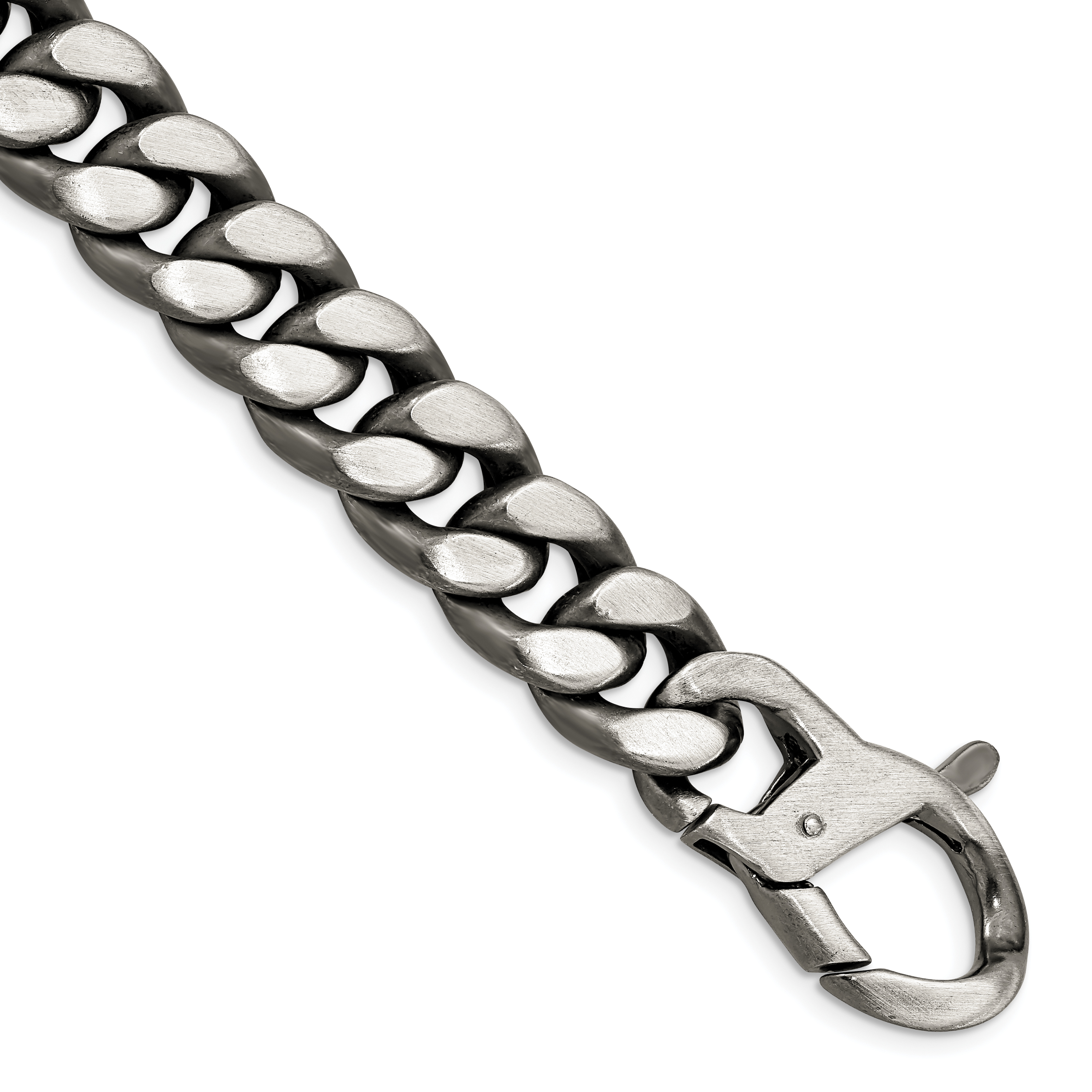 Sterling Silver Ruthenium/Antiqued Brushed Curb Link Bracelet (QG4870-8.5)