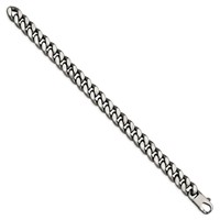 Sterling Silver Ruthenium-plated Antiqued Brushed 10.75mm Curb Link Mens Bracelet, 8.5" view 2