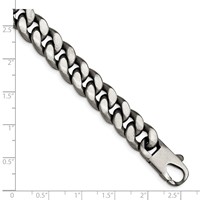 Sterling Silver Ruthenium-plated Antiqued Brushed 10.75mm Curb Link Mens Bracelet, 8.5" view 3